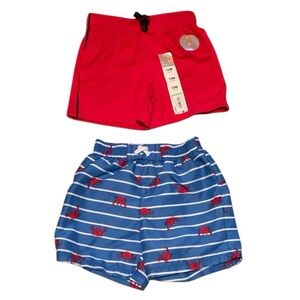 Jumping Beans 12 Months Shorts Pockets Wonder Nation Crab Swim Trunks 2 Pc Lot J